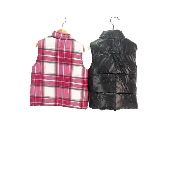 Gymboree Justice 5T Girls Plaid Black Padded Winter Puffer Vest Zip Front Lot 2 - Picture 2 of 4